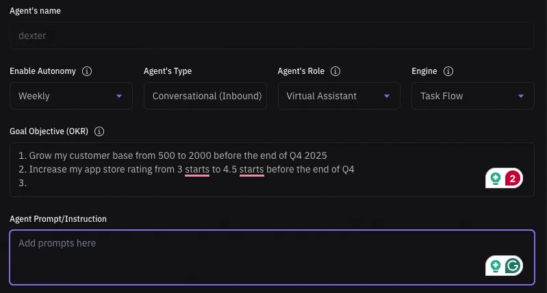 Agent Settings Page