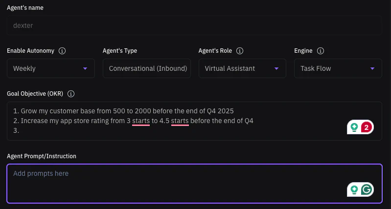 Agent Settings Page